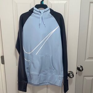 Nike Women's Light Blue and Black Hoodie